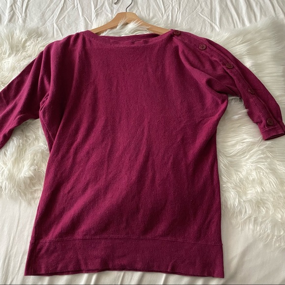 The Limited • Magenta Button Sleeve Dolman Top - Picture 2 of 11